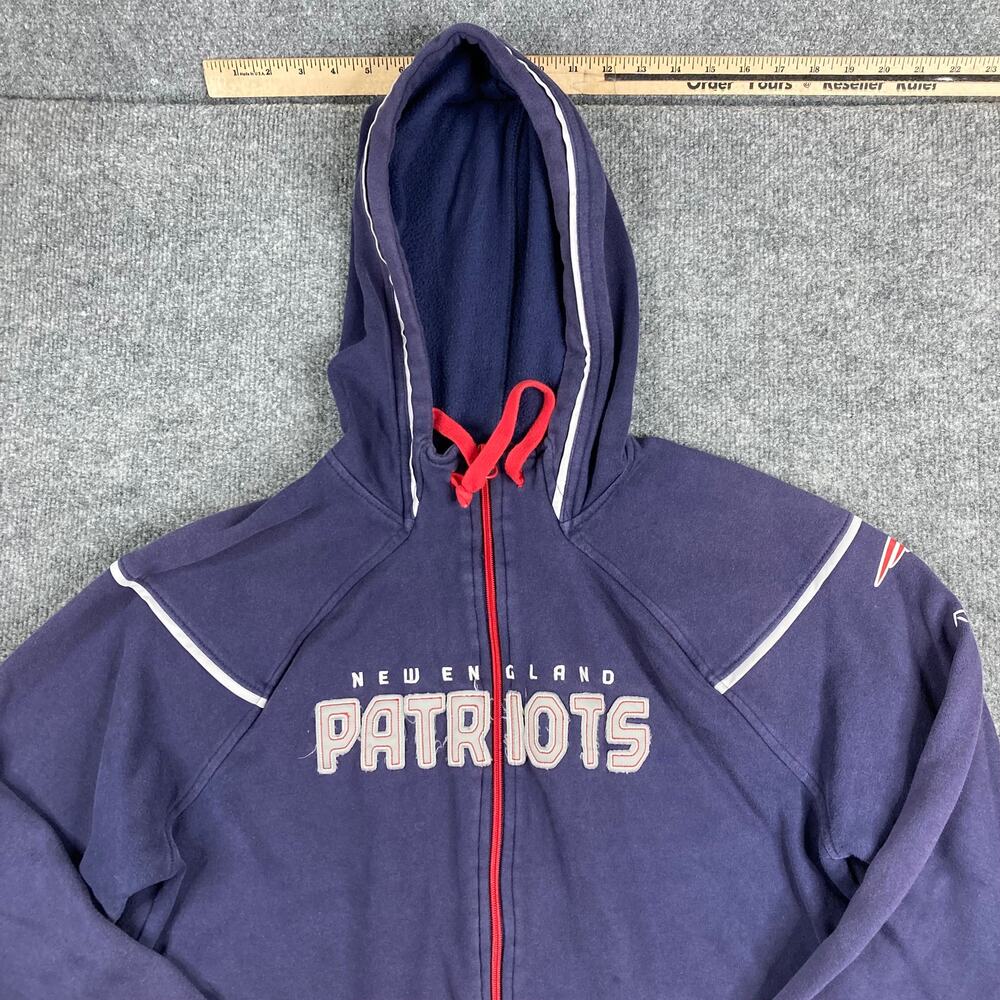 Reebok Patriots‎ Hoodie Mens XL Navy Full Zip NFL Licensed Drawstring Logo